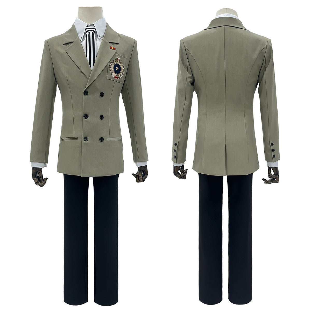 YOO P5 Game Akechi Goro Cosplay Costume Wig Detective Uniform Embroidery Suit Shirt Pants Tie Gloves Daily Wear Cos Halloween