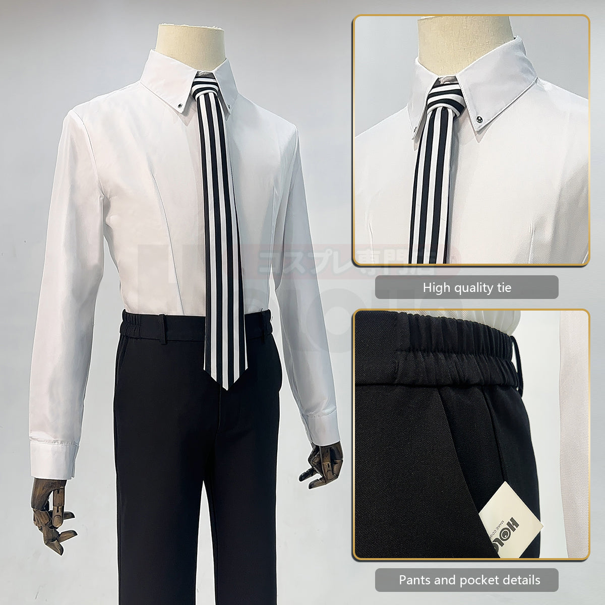 YOO P5 Game Akechi Goro Cosplay Costume Wig Detective Uniform Embroidery Suit Shirt Pants Tie Gloves Daily Wear Cos Halloween thumbnail 8