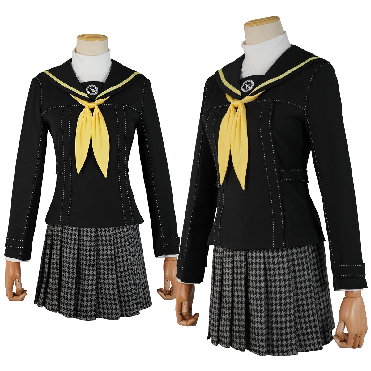 YOO P4 Game Kujikawa Rise Cosplay Costume Embroidery School Badge Suit Plaid Pattern Skirt White Shirt Yellow Tie Daily Wear