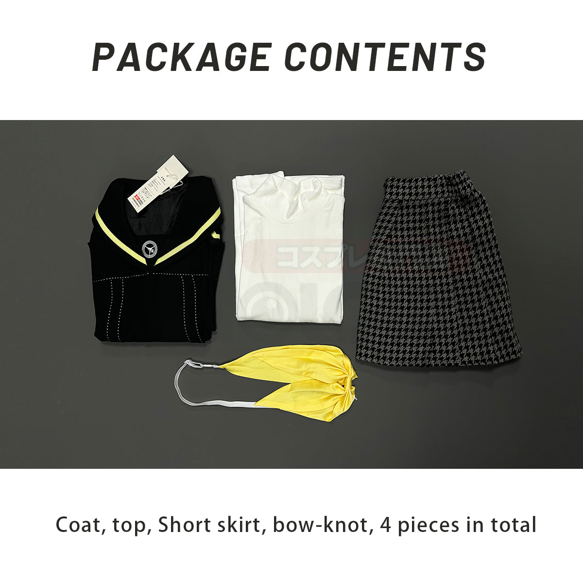 YOO P4 Game Kujikawa Rise Cosplay Costume Embroidery School Badge Suit Plaid Pattern Skirt White Shirt Yellow Tie Daily Wear thumbnail 9