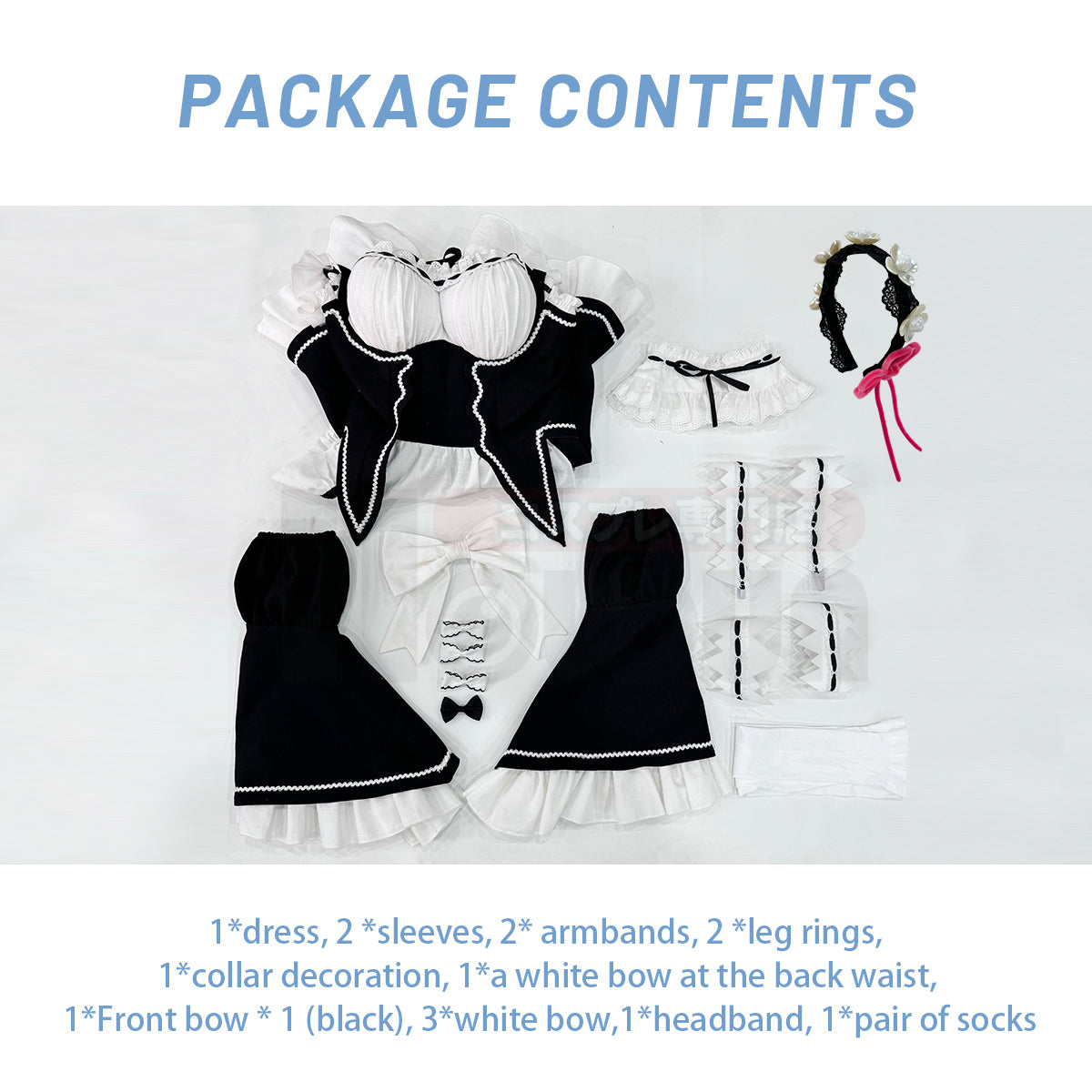 YOO Re:Life In A Different World From Zero Anime Rem Cosplay Costume Wig Lolita Maid Dress Black White Halloween Christmas thumbnail 9