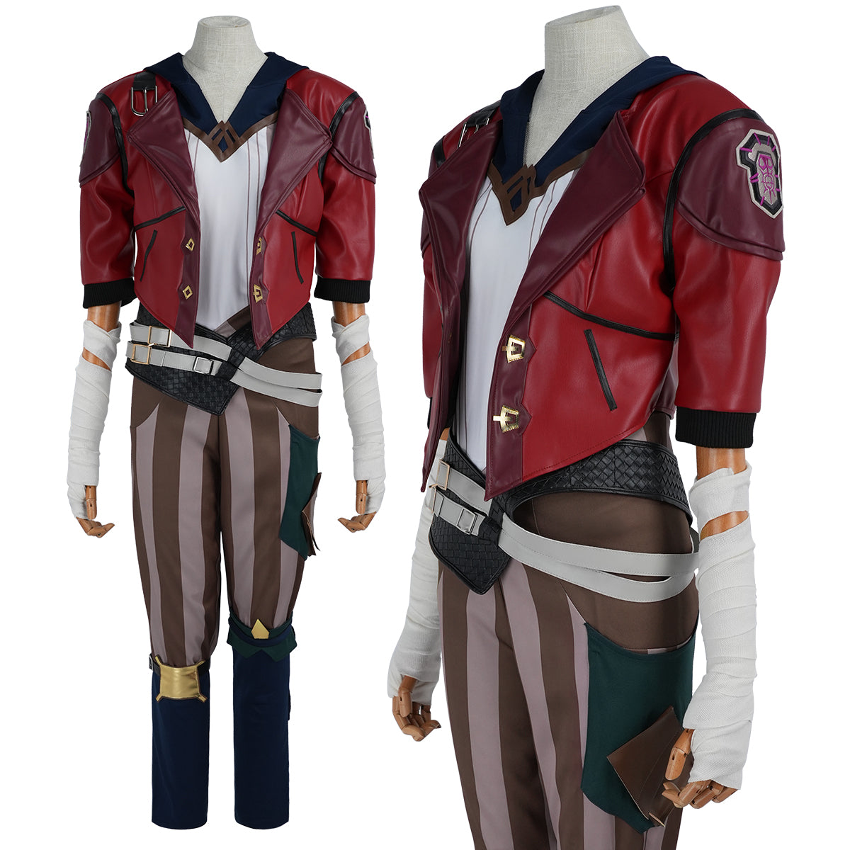 Pre-sale YOO LOL Game Vi The Piltover Enforce Cosplay Costume Wig Faux Leather Jacket  Halloween Christmas Convention Pants Vest thumbnail 2
