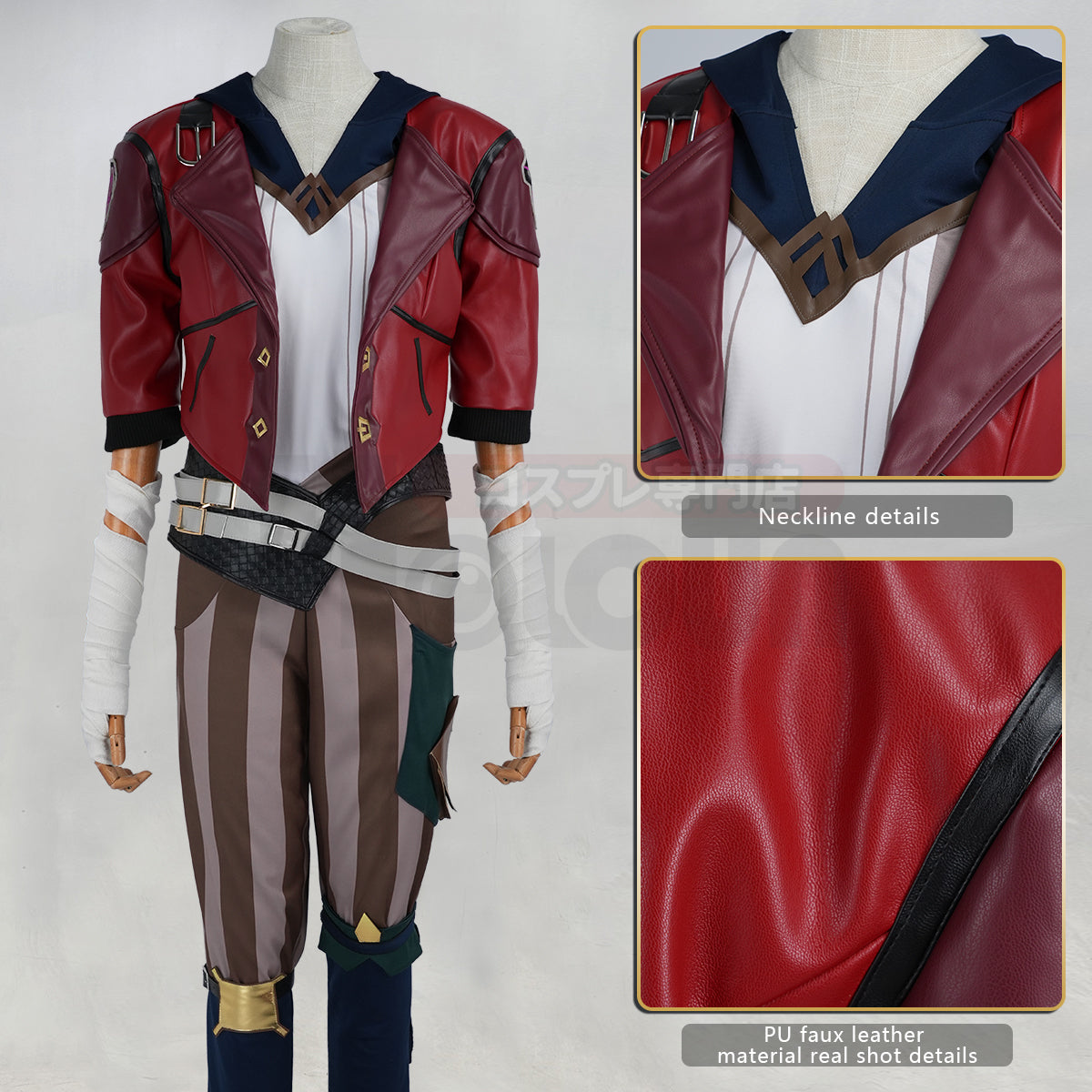 Pre-sale YOO LOL Game Vi The Piltover Enforce Cosplay Costume Wig Faux Leather Jacket  Halloween Christmas Convention Pants Vest thumbnail 5