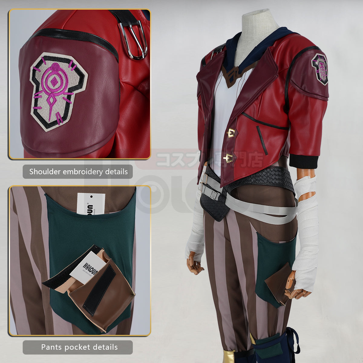 Pre-sale YOO LOL Game Vi The Piltover Enforce Cosplay Costume Wig Faux Leather Jacket  Halloween Christmas Convention Pants Vest thumbnail 6
