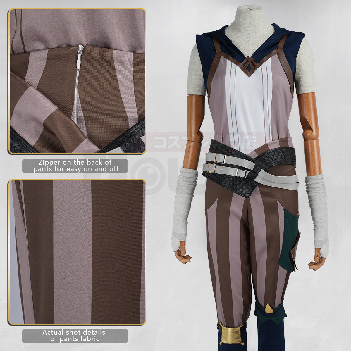 Pre-sale YOO LOL Game Vi The Piltover Enforce Cosplay Costume Wig Faux Leather Jacket  Halloween Christmas Convention Pants Vest thumbnail 8