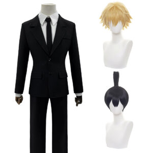 YOO Chainsaw Anime Denji Hayakawa Aki Cosplay Costume Wig Halloween Christmas Convention Black Suit Shirt Pant Tie Daily