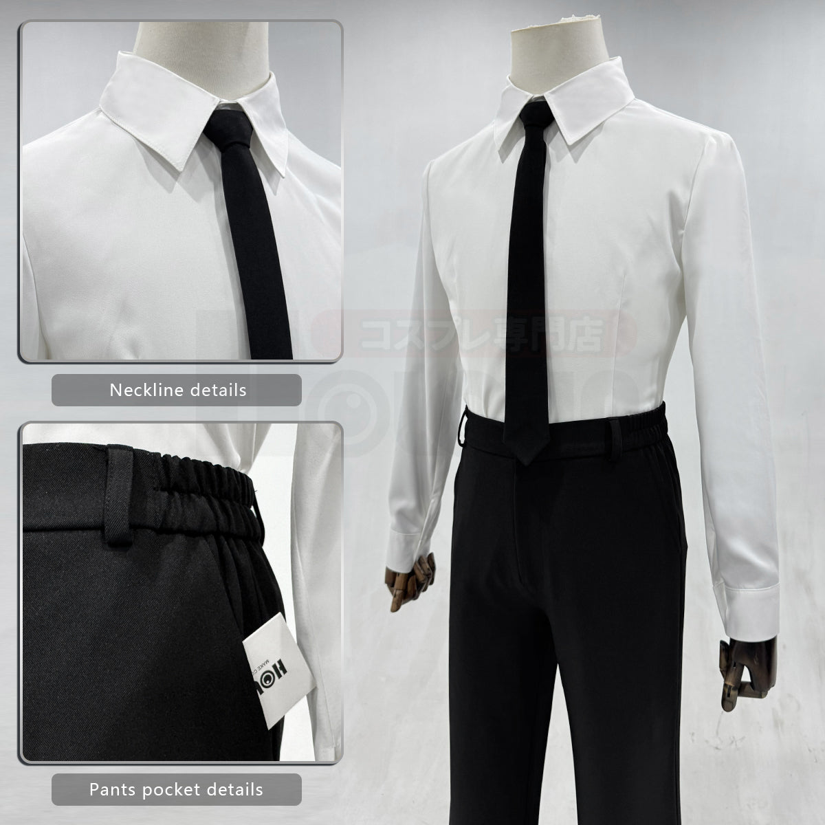 YOO Chainsaw Anime Denji Hayakawa Aki Cosplay Costume Wig Halloween Christmas Convention Black Suit Shirt Pant Tie Daily thumbnail 10