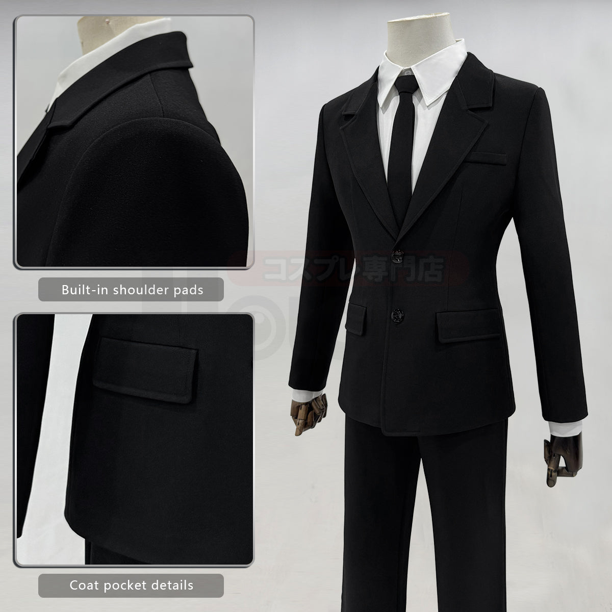 YOO Chainsaw Anime Denji Hayakawa Aki Cosplay Costume Wig Halloween Christmas Convention Black Suit Shirt Pant Tie Daily thumbnail 8