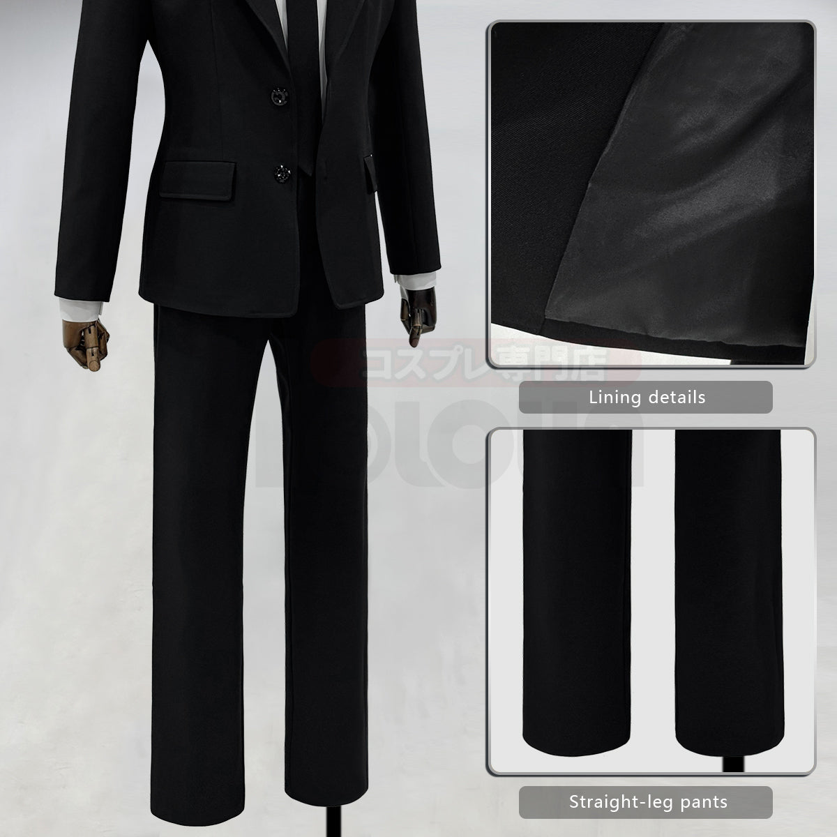 YOO Chainsaw Anime Denji Hayakawa Aki Cosplay Costume Wig Halloween Christmas Convention Black Suit Shirt Pant Tie Daily thumbnail 9