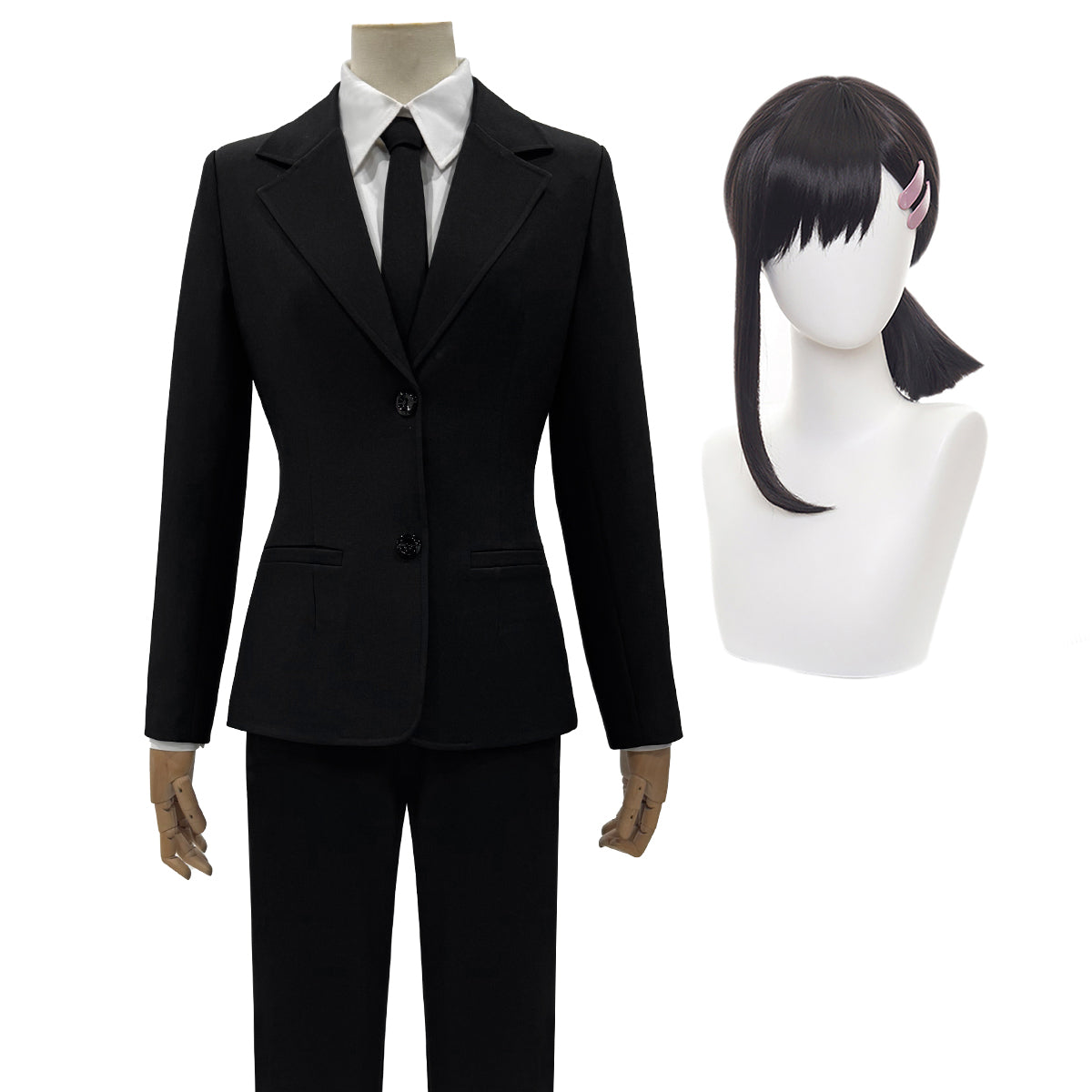 YOO Chainsaw Anime Denj Aki Cosplay Costume Wig Halloween Christmas Convention Black Suit Shirt Pant Tie Daily