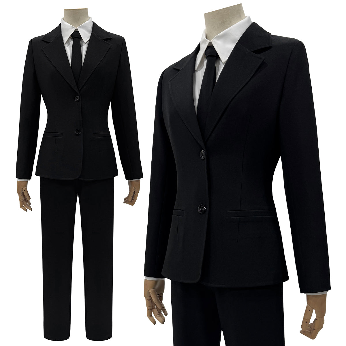 YOO Chainsaw Anime Denj Aki Cosplay Costume Wig Halloween Christmas Convention Black Suit Shirt Pant Tie Daily thumbnail 3