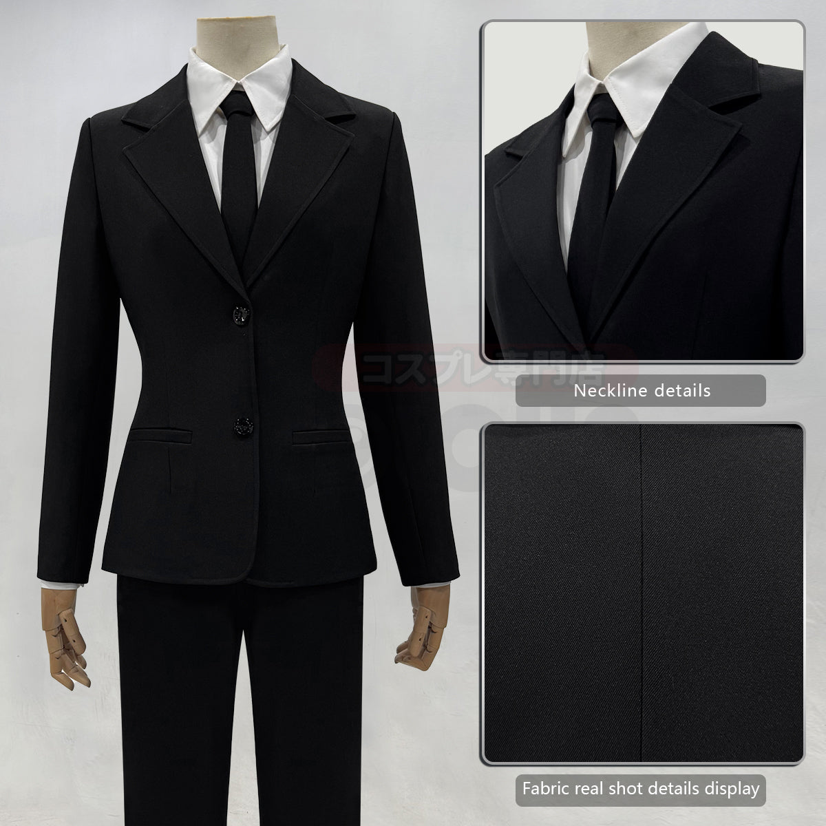 YOO Chainsaw Anime Denj Aki Cosplay Costume Wig Halloween Christmas Convention Black Suit Shirt Pant Tie Daily thumbnail 5