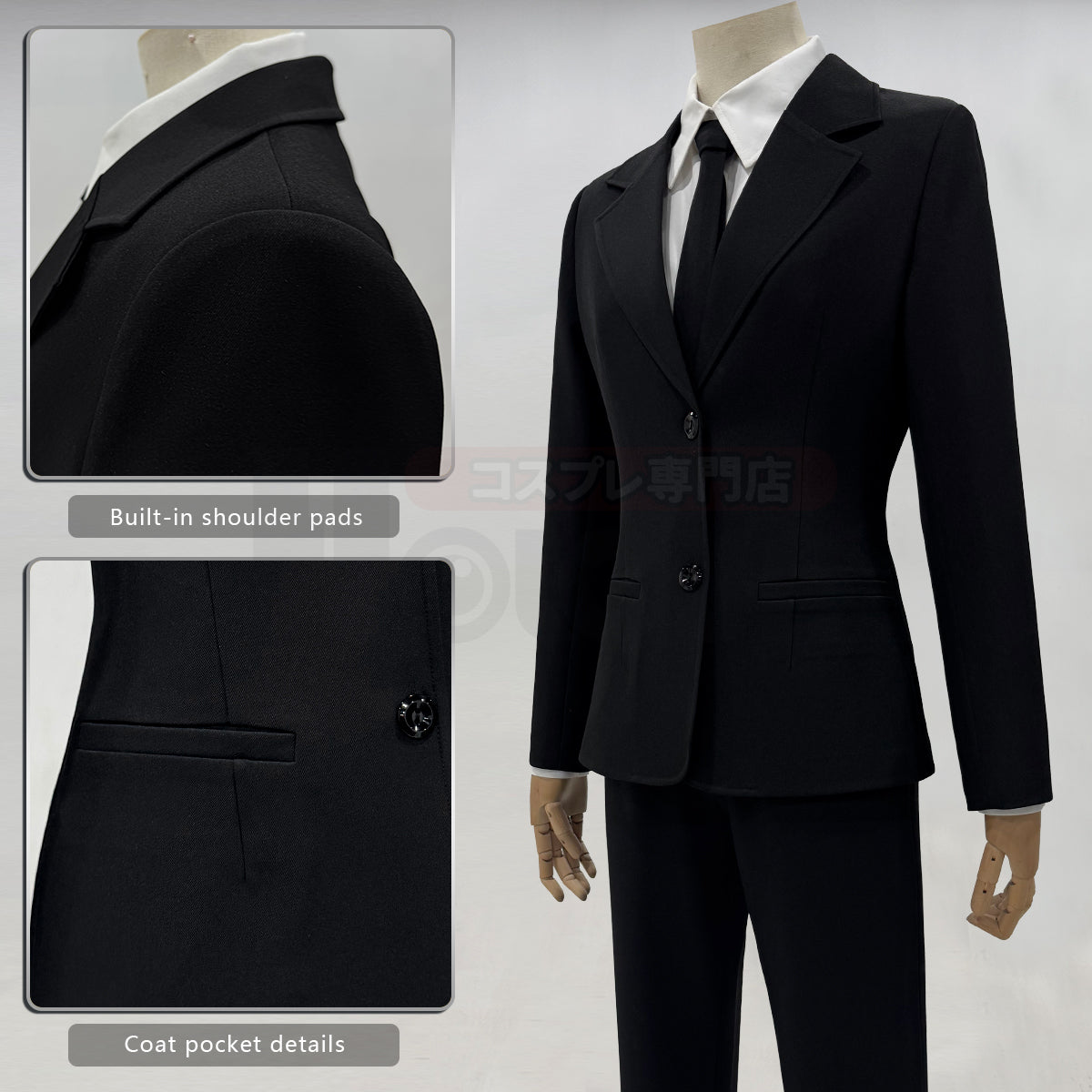 YOO Chainsaw Anime Denj Aki Cosplay Costume Wig Halloween Christmas Convention Black Suit Shirt Pant Tie Daily thumbnail 6
