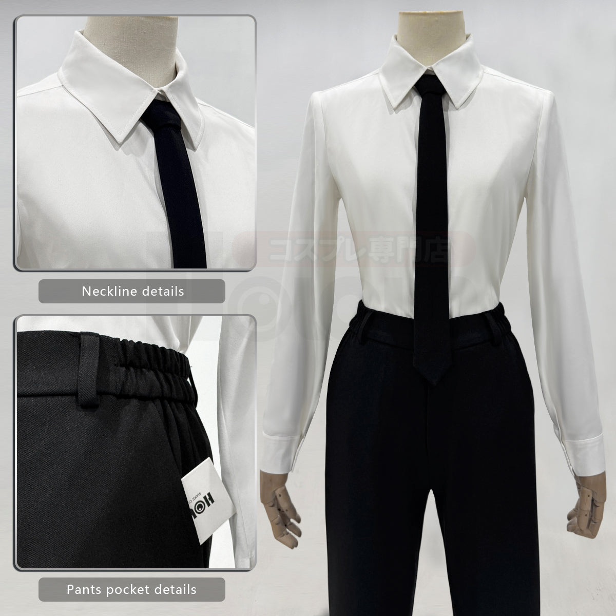 YOO Chainsaw Anime Denj Aki Cosplay Costume Wig Halloween Christmas Convention Black Suit Shirt Pant Tie Daily thumbnail 8