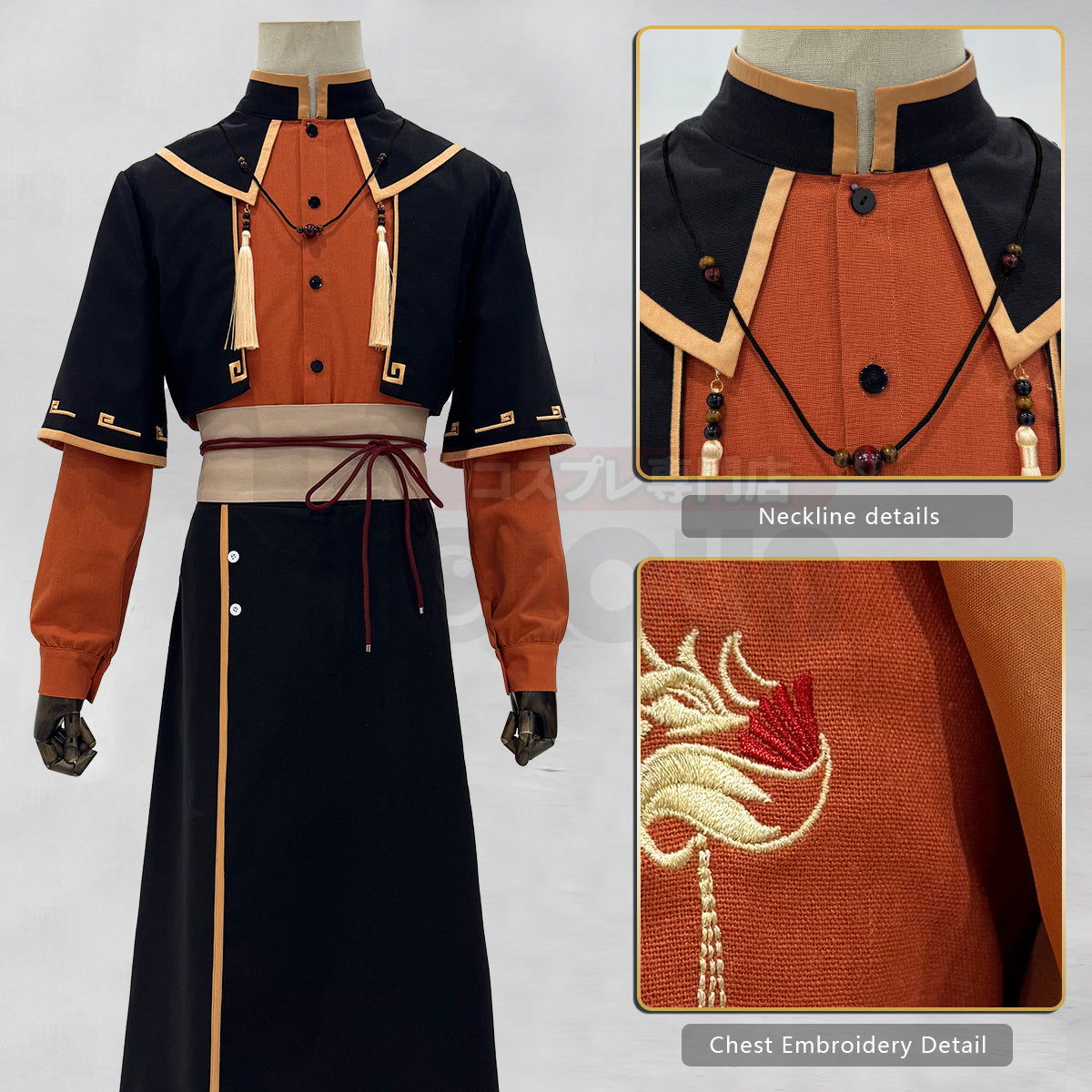 YOO Xiao Hei Anime Sakini Cosplay Costume Embroidery Top Skirt Coat Belt Animation Convention Halloween Christmas Gift thumbnail 4