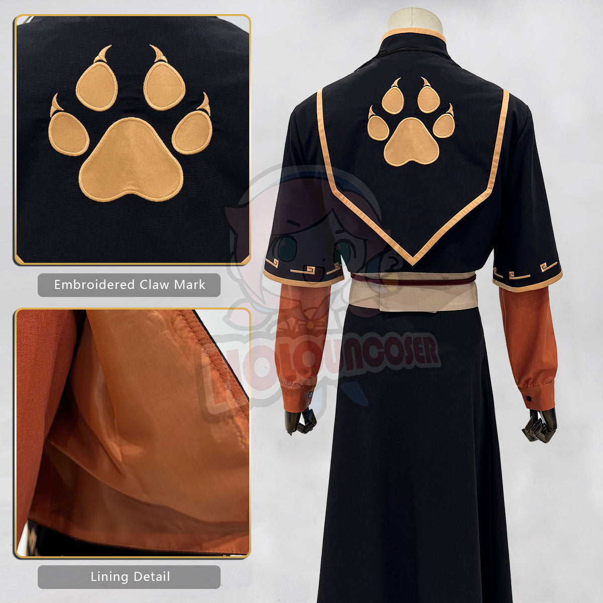 YOO Xiao Hei Anime Sakini Cosplay Costume Embroidery Top Skirt Coat Belt Animation Convention Halloween Christmas Gift thumbnail 7