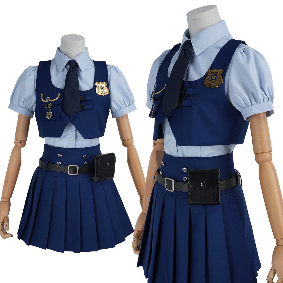 YOO Zoo Movie Judith Hopps Cosplay Costume Blue Vest Shirt Skirt Halloween Christmas Animation Convention Adult Daily Wear thumbnail 2