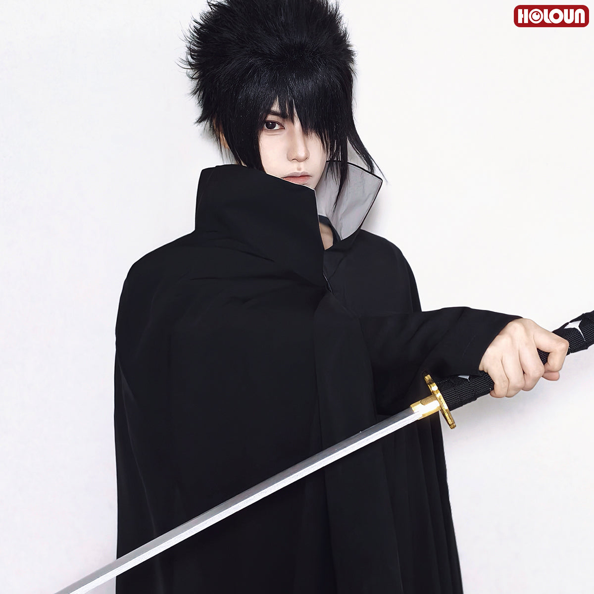 YOO Black Uchiha Sasuke Cosplay Costume Anime Top Cloak Pants Belt Halloween Christmas Animation Convention thumbnail 5