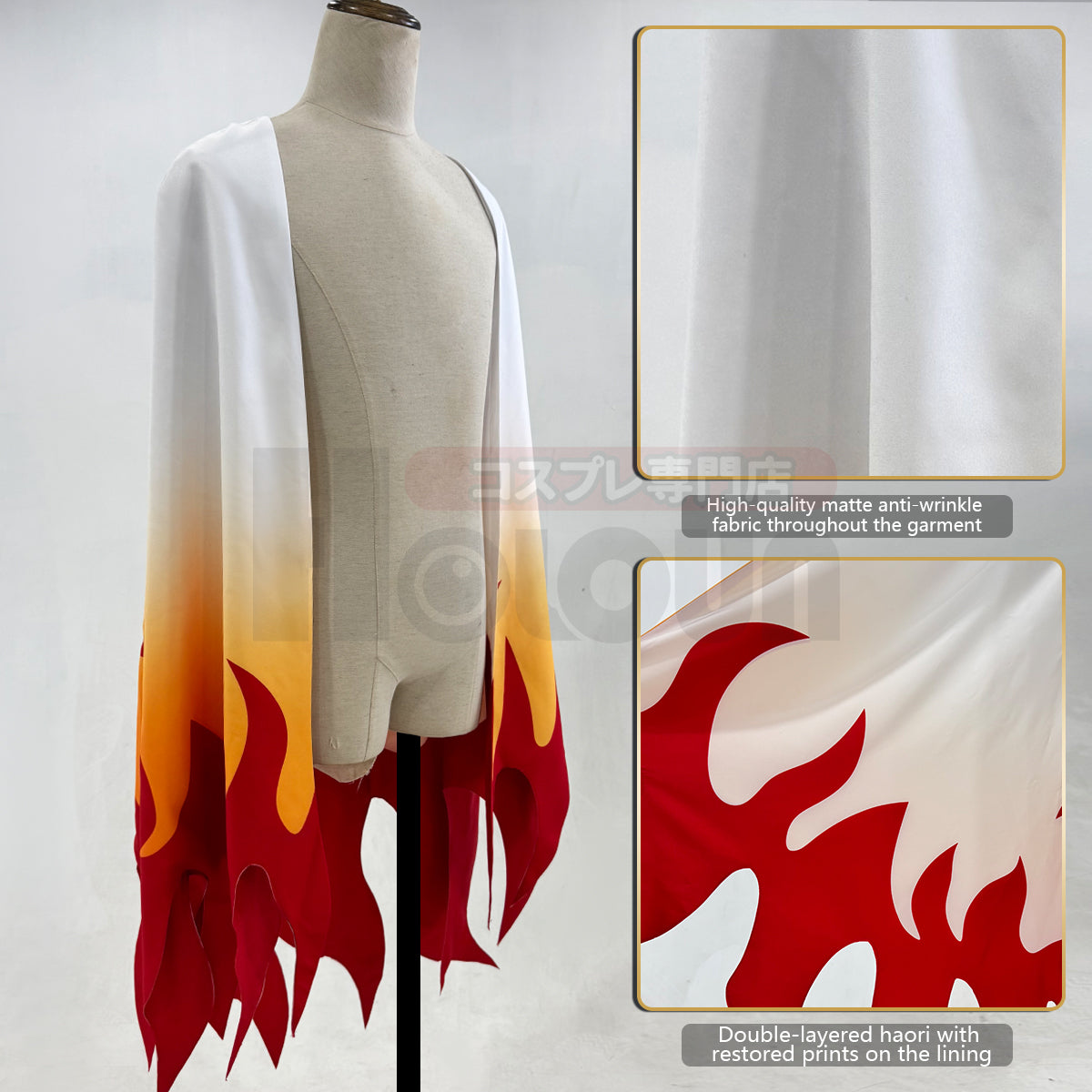 YOO Anime Rengoku Kyoujurou Cosplay Costume Wig Haori Embroidery Top Elastic Pants Belt Convention Halloween Christmas thumbnail 11