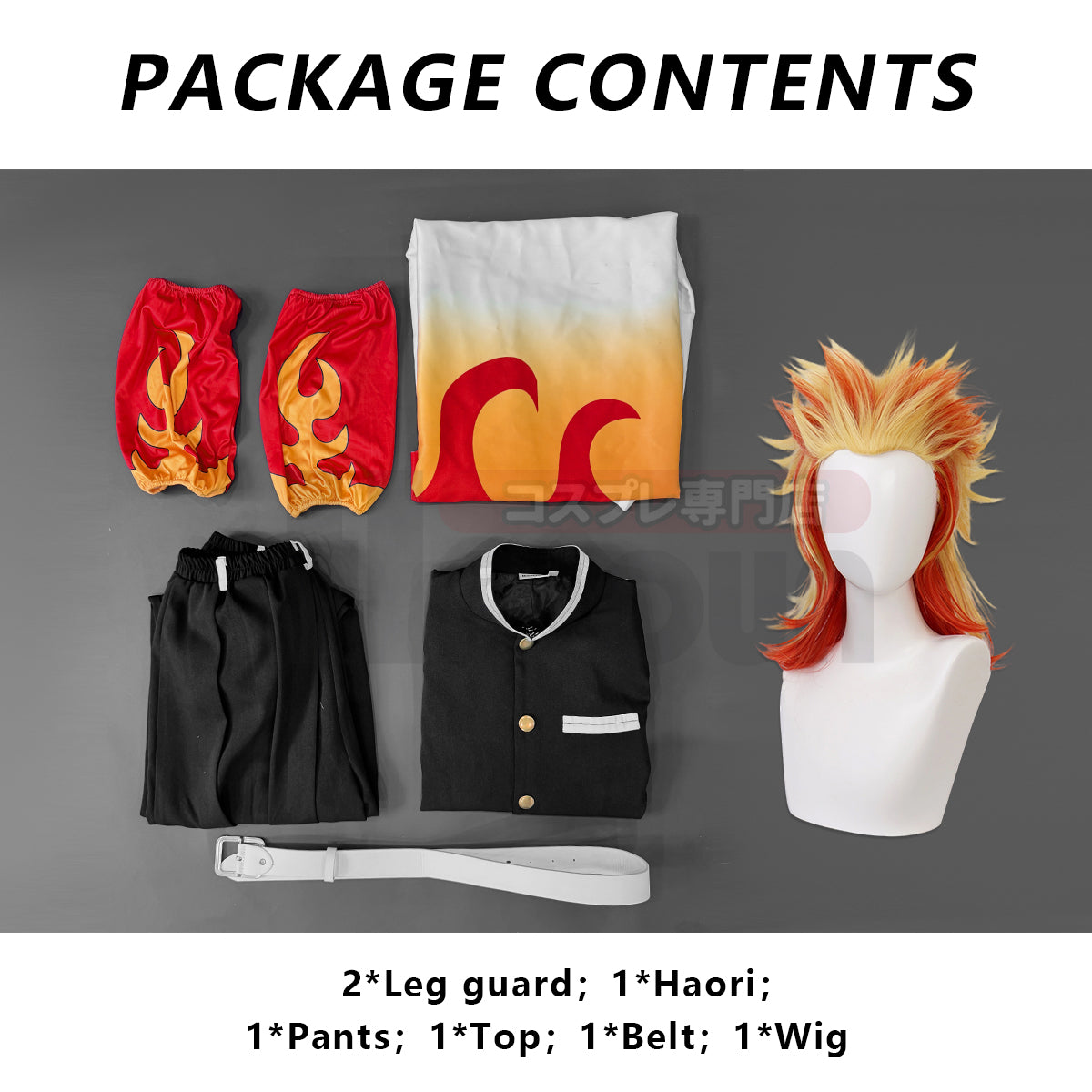 YOO Anime Rengoku Kyoujurou Cosplay Costume Wig Haori Embroidery Top Elastic Pants Belt Convention Halloween Christmas thumbnail 16