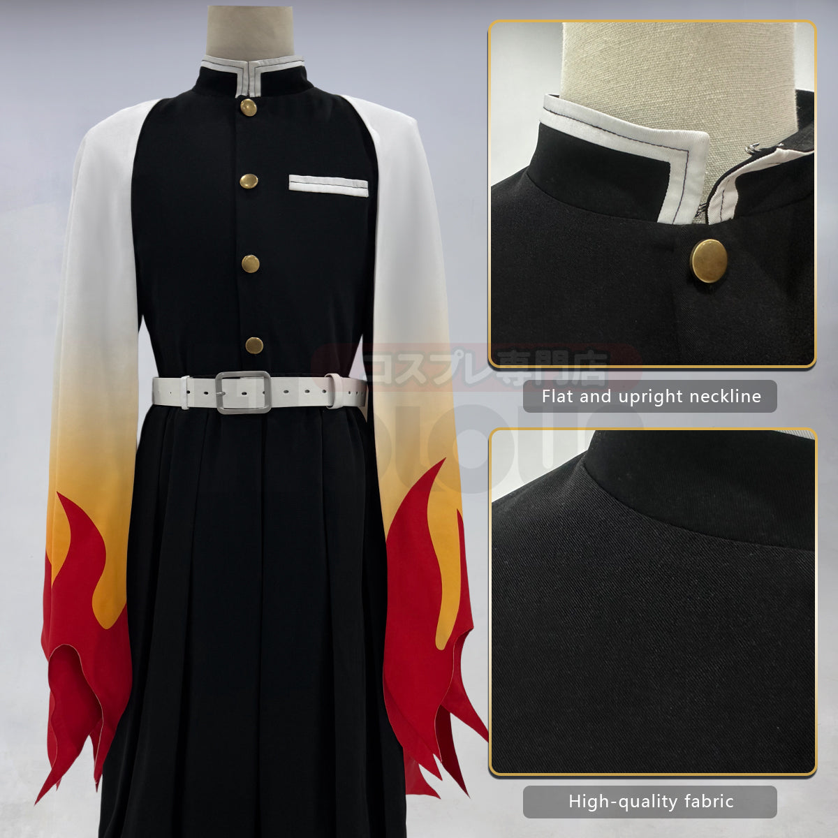 YOO Anime Rengoku Kyoujurou Cosplay Costume Wig Haori Embroidery Top Elastic Pants Belt Convention Halloween Christmas thumbnail 6