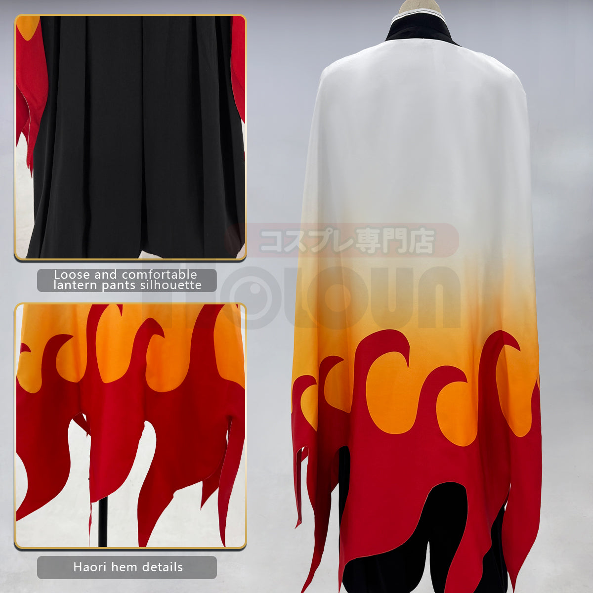 YOO Anime Rengoku Kyoujurou Cosplay Costume Wig Haori Embroidery Top Elastic Pants Belt Convention Halloween Christmas thumbnail 9