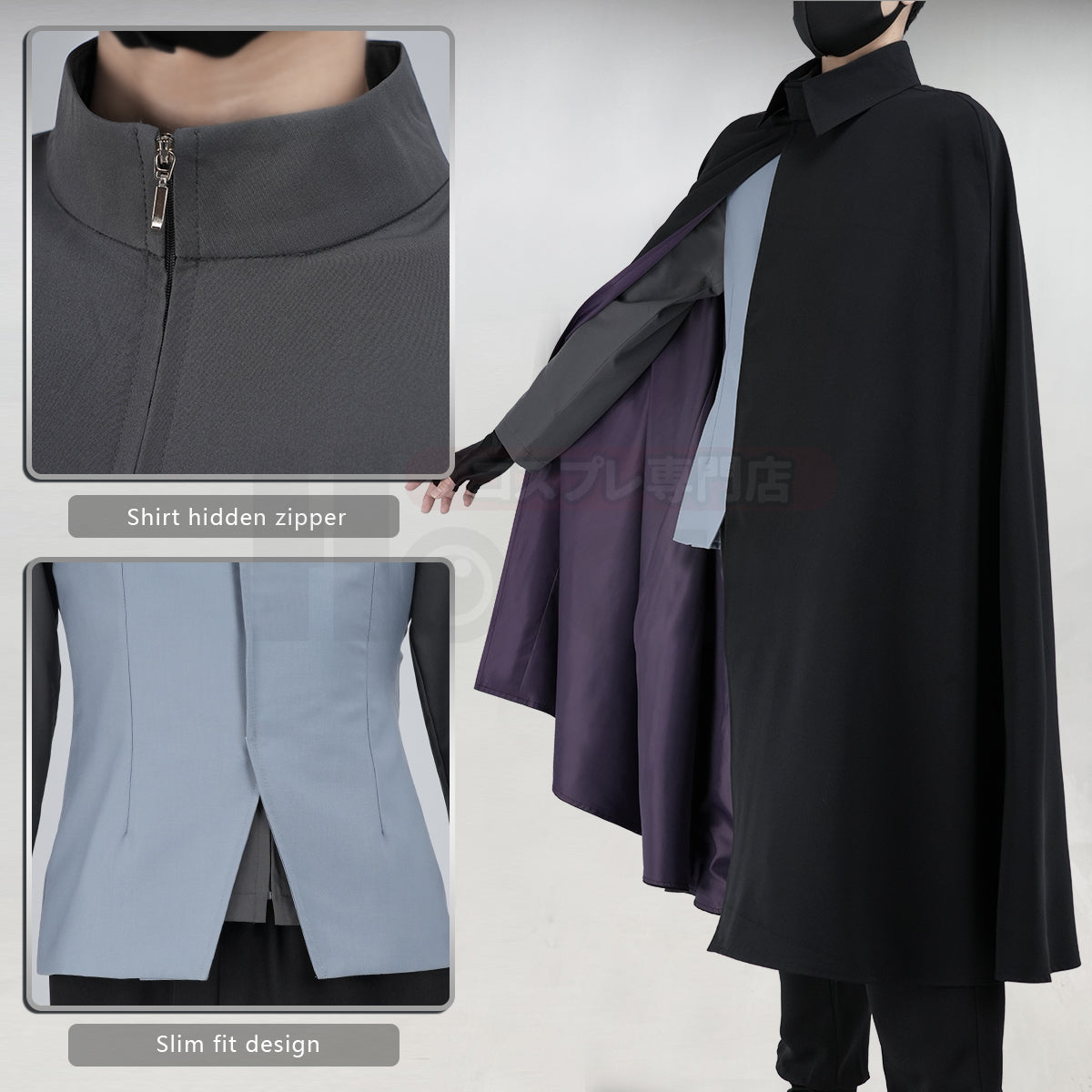 YOO Anime Uchiha Sasuke Cosplay Costume Adult Version Cloak Vest Top Pants Cos Convention Unisex thumbnail 7