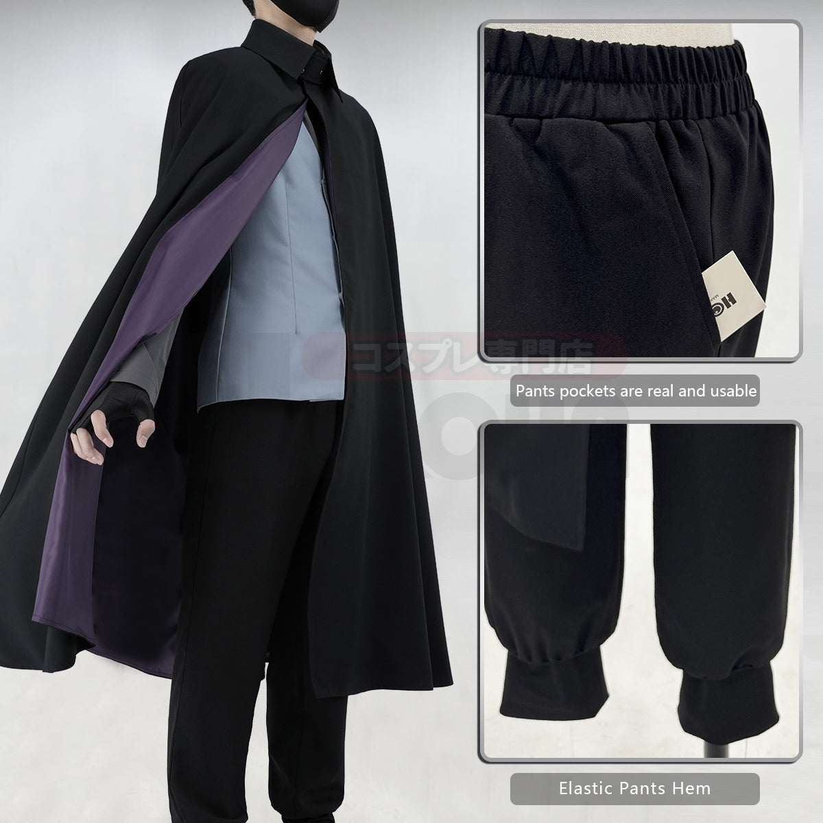 YOO Anime Uchiha Sasuke Cosplay Costume Adult Version Cloak Vest Top Pants Cos Convention Unisex thumbnail 8