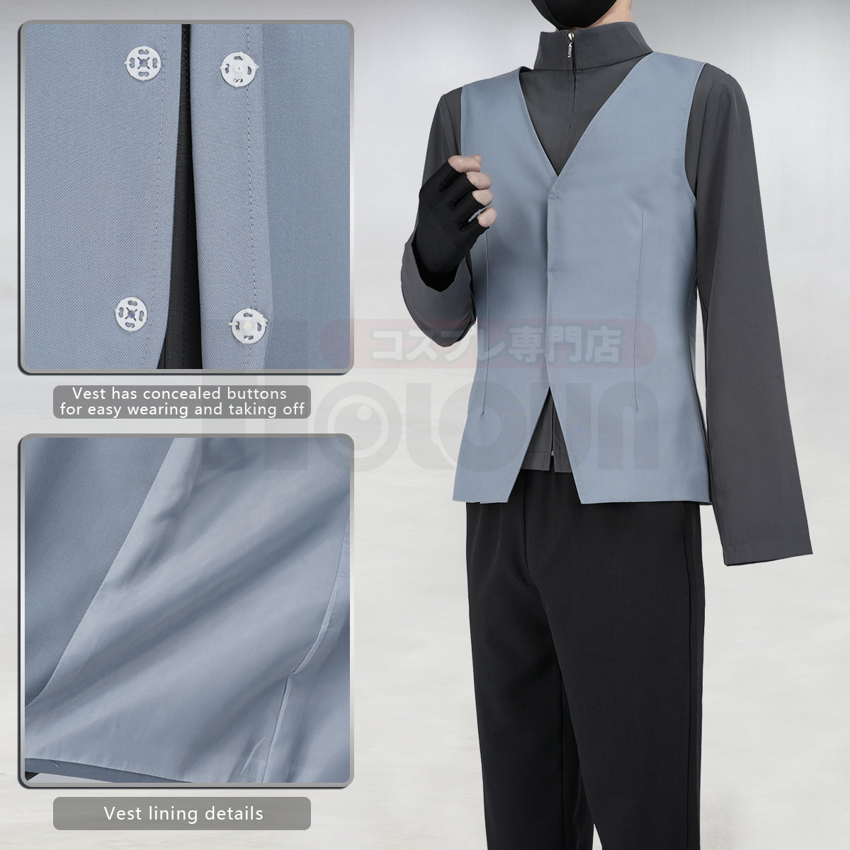 YOO Anime Uchiha Sasuke Cosplay Costume Adult Version Cloak Vest Top Pants Cos Convention Unisex thumbnail 9