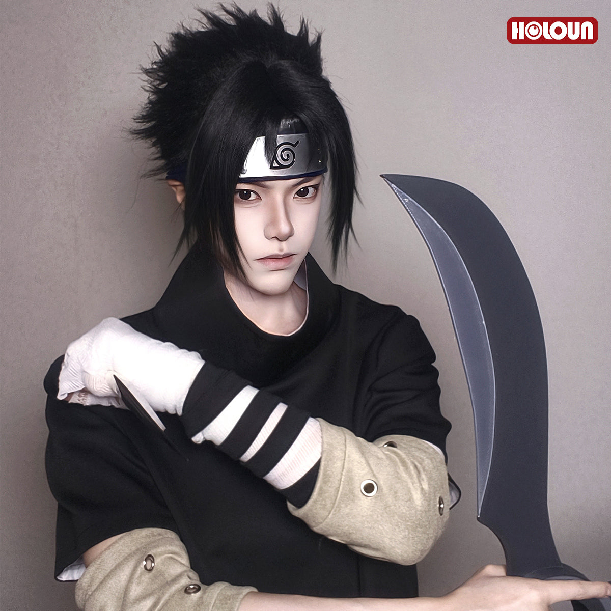 YOO Anime Uchiha Sasuke Cosplay Costume Black Top Shorts Waist Bag Animation Convention Adult Unisex Halloween Christmas thumbnail 5