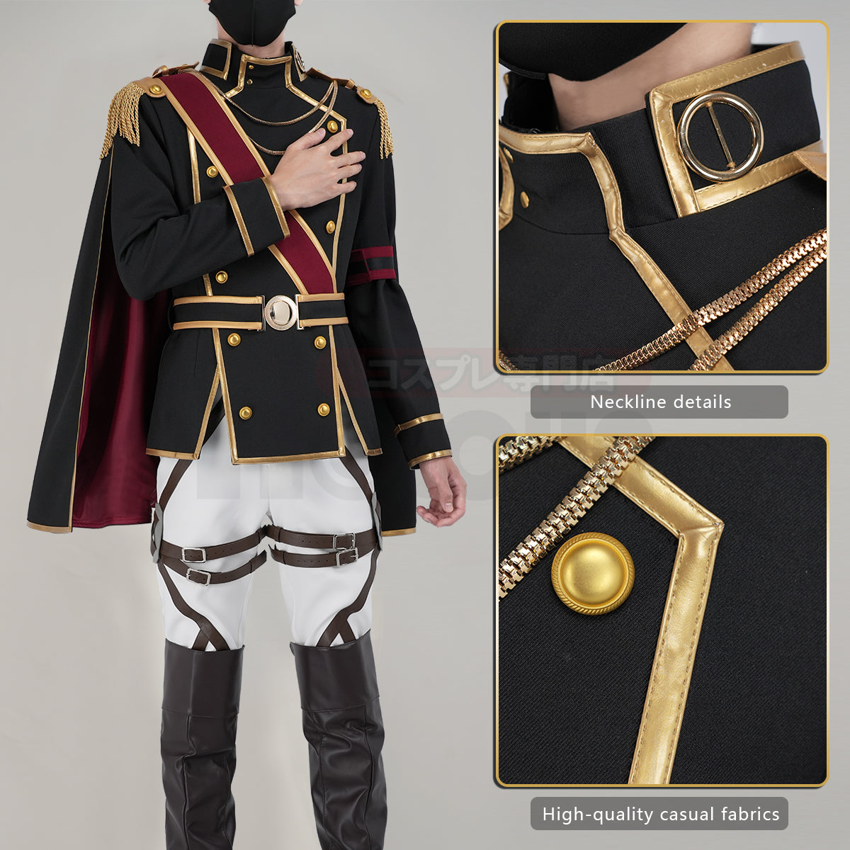 YOO Titan Anime Levi Ackerman Cosplay Costume Cloak Coat Pants Uniform Animation Convention 2025 Unisex Halloween Christmas thumbnail 4