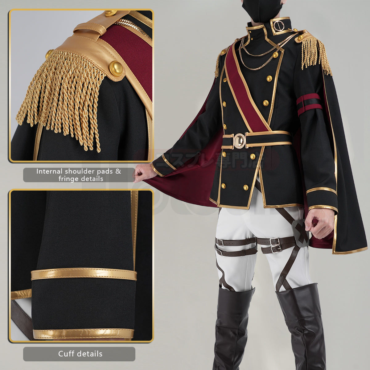 YOO Titan Anime Levi Ackerman Cosplay Costume Cloak Coat Pants Uniform Animation Convention 2025 Unisex Halloween Christmas thumbnail 5