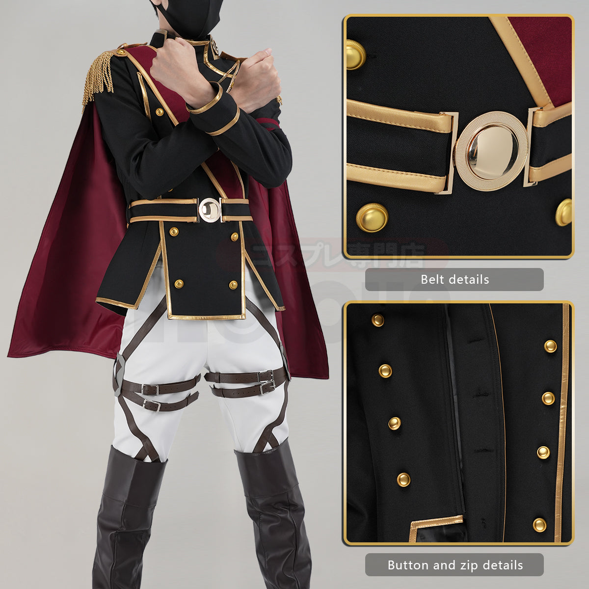 YOO Titan Anime Levi Ackerman Cosplay Costume Cloak Coat Pants Uniform Animation Convention 2025 Unisex Halloween Christmas thumbnail 6