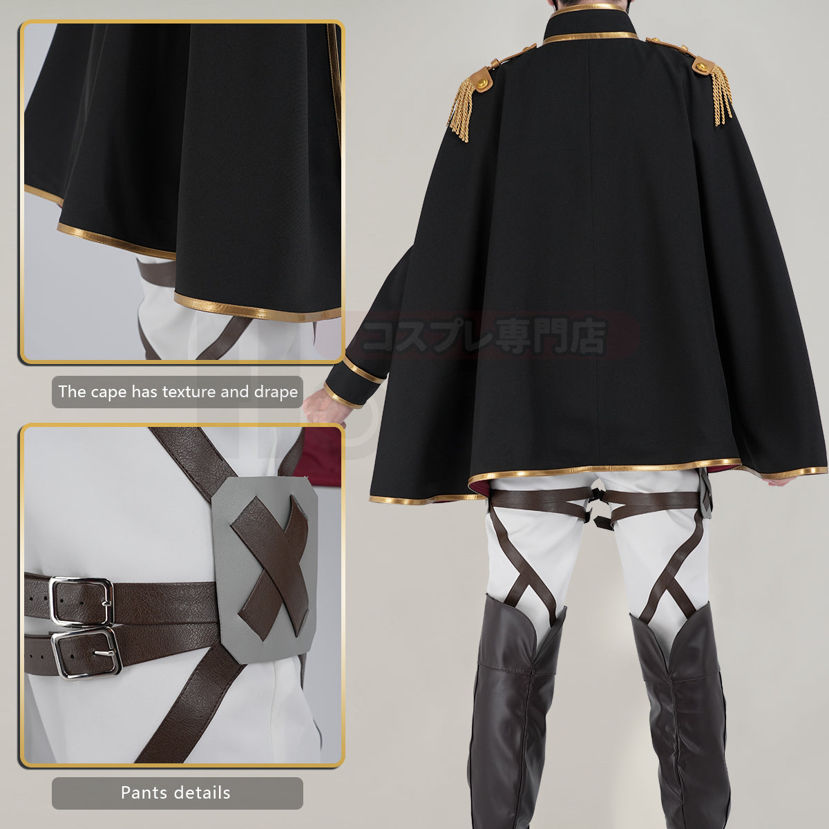 YOO Titan Anime Levi Ackerman Cosplay Costume Cloak Coat Pants Uniform Animation Convention 2025 Unisex Halloween Christmas thumbnail 7