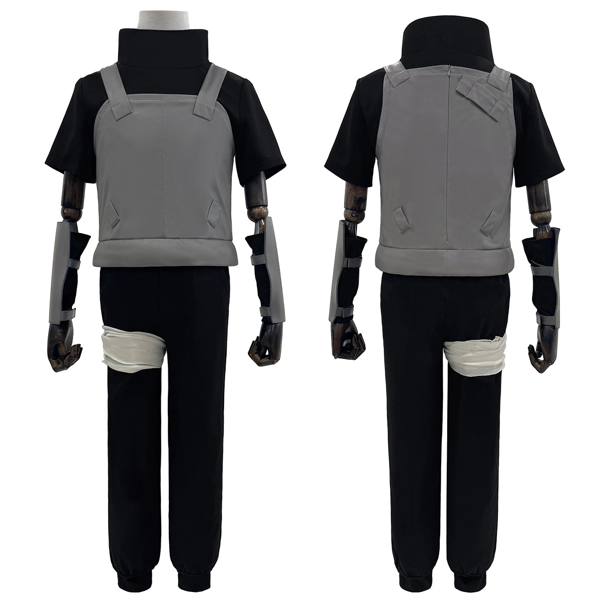 YOO Anime Uchiha Itachi Anbu Cosplay Costume Faux Leather Vest Short Sleeve T-shirt Pants Bandage Cos Convention Gift