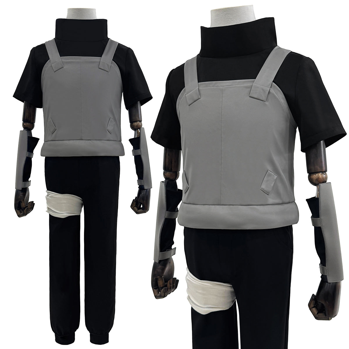 YOO Anime Uchiha Itachi Anbu Cosplay Costume Faux Leather Vest Short Sleeve T-shirt Pants Bandage Cos Convention Gift thumbnail 2