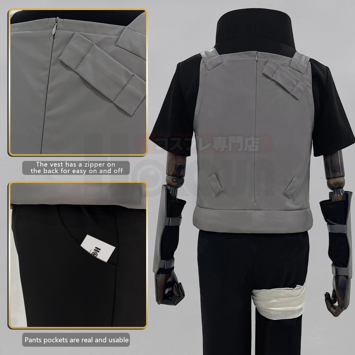 YOO Anime Uchiha Itachi Anbu Cosplay Costume Faux Leather Vest Short Sleeve T-shirt Pants Bandage Cos Convention Gift thumbnail 7