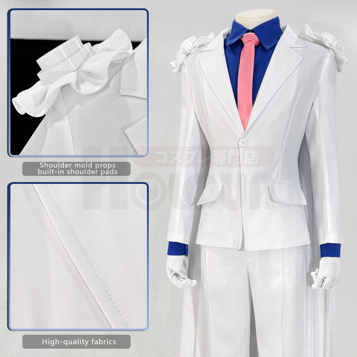 YOO Anime Kuroba Kaito cosplay Costume White Cloak Suit Pants Dark Blue Shirt Red Tie Halloween Christmas thumbnail 8