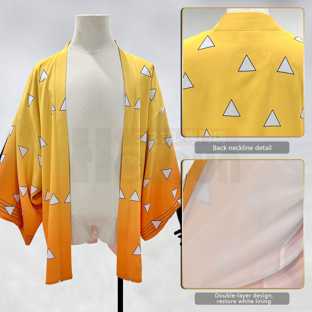 YOO Anime Agatsuma Zenitsu Cosplay Costume Wig Haori Embroidery Top Elastic Pants Belt Rose Net Cos Halloween Christmas Gift thumbnail 15