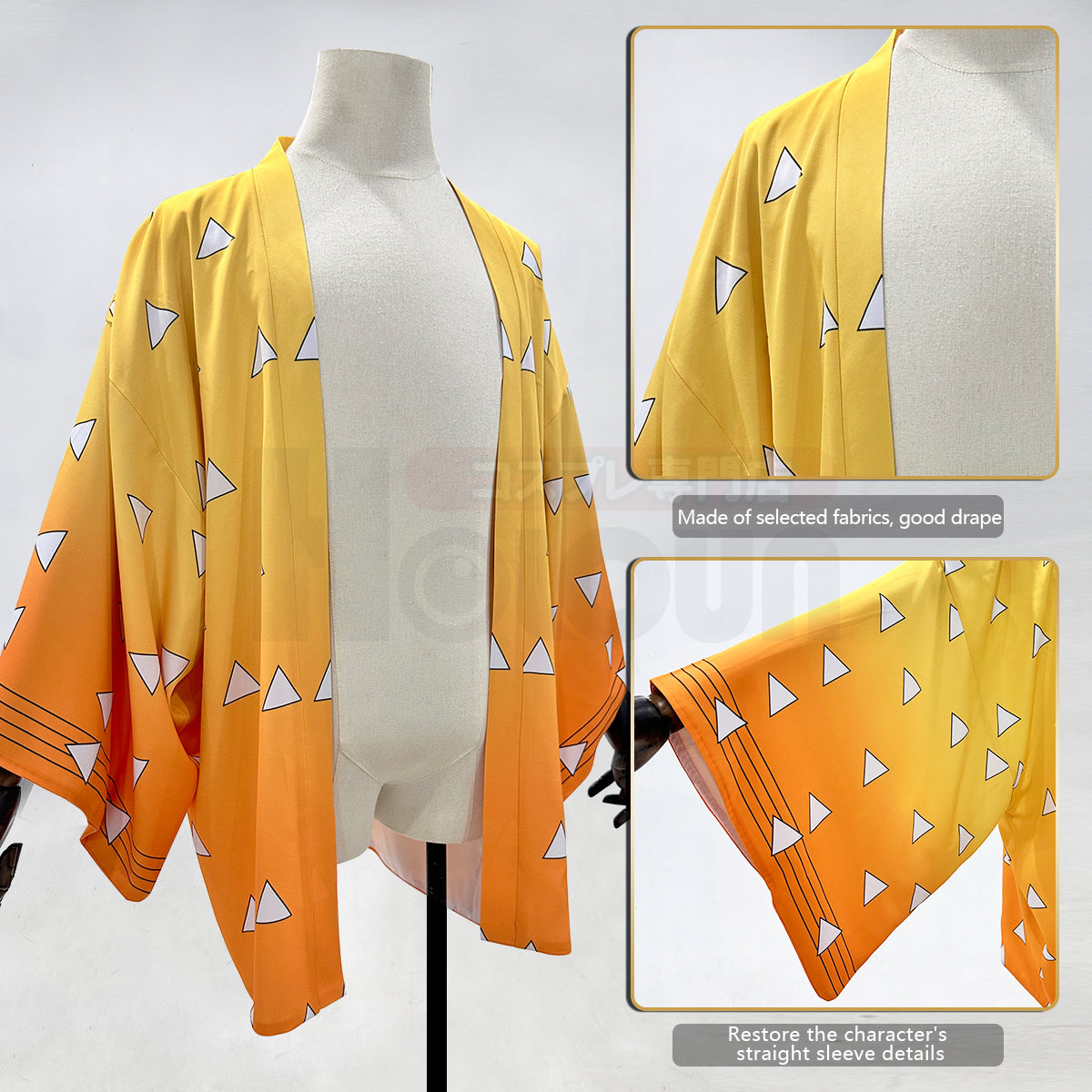 YOO Anime Agatsuma Zenitsu Cosplay Costume Wig Haori Embroidery Top Elastic Pants Belt Rose Net Cos Halloween Christmas Gift thumbnail 16