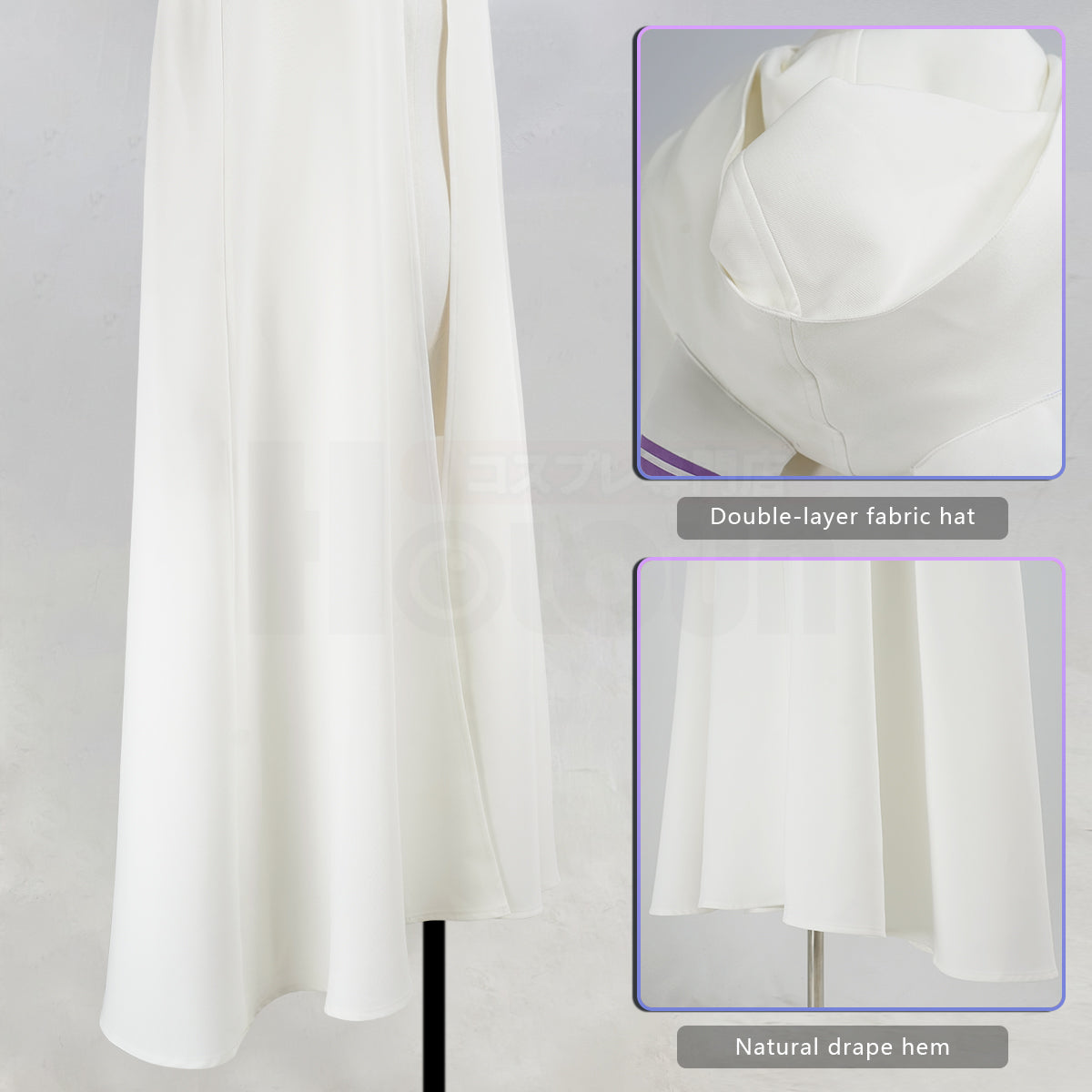Pre-sale YOO Re:Life In A Different World From Zero Anime Emilia Cosplay Costume Wig Cloak Hooded Cape Convention Halloween Christmas thumbnail 6