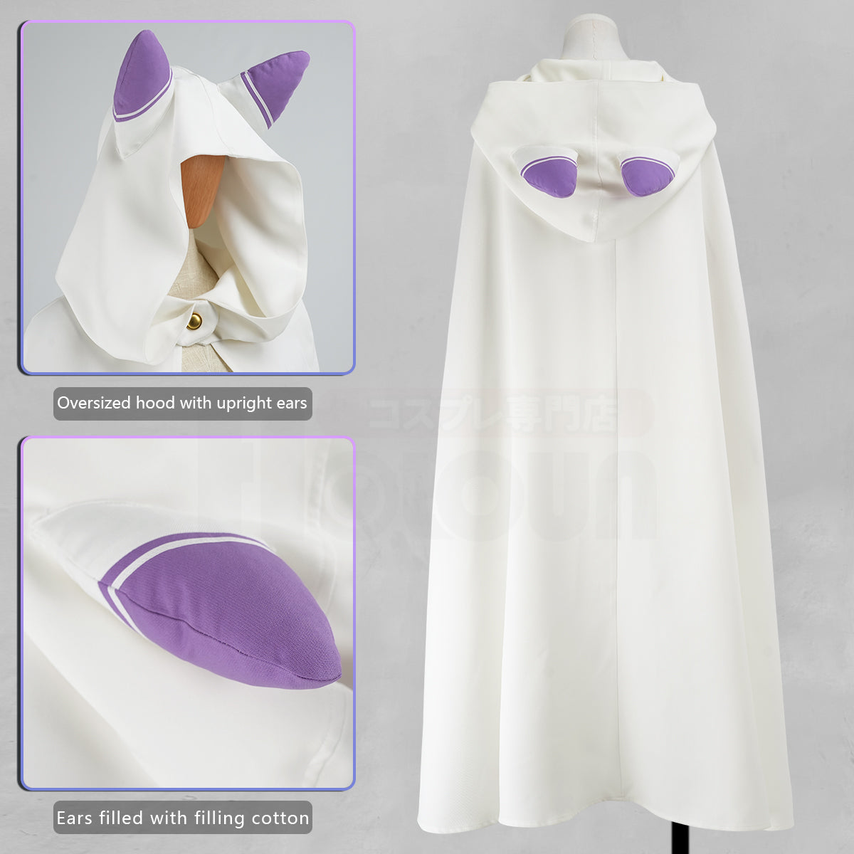 Pre-sale YOO Re:Life In A Different World From Zero Anime Emilia Cosplay Costume Wig Cloak Hooded Cape Convention Halloween Christmas thumbnail 7