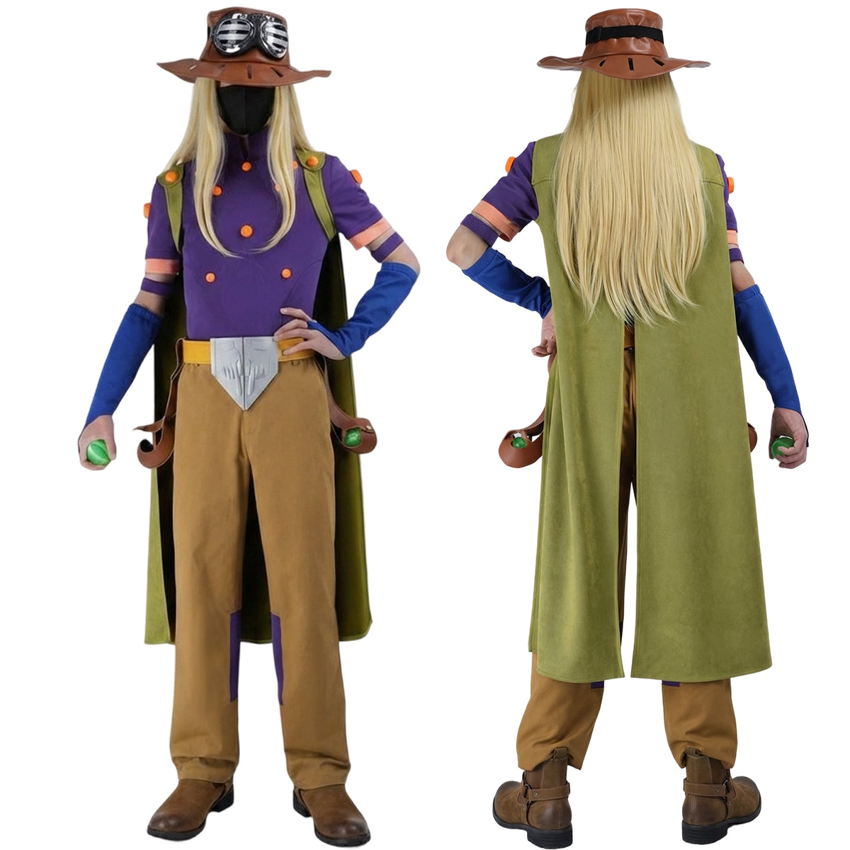 Pre-sale YOO JoJo Anime Gyro Zeppeli Cosplay Costume Cloak Top Pants Hat Convention Halloween Christmas thumbnail 2