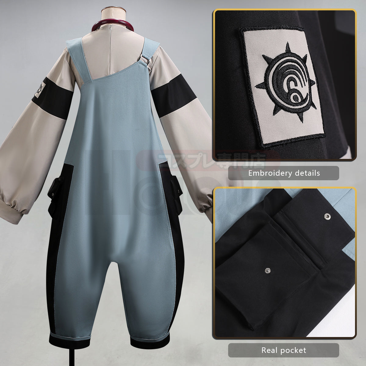 Pre-sale YOO Gachiakuta Anime Dear Santa Cosplay Costume Overalls Jumpsuit Badge Choker Convention Halloween Christmas thumbnail 4