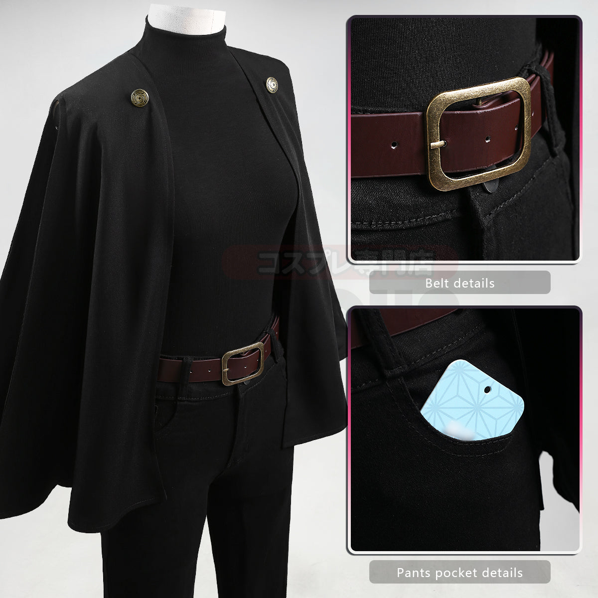 Pre-sale YOO Jujutsu JJK Anime Zenin Maki Cosplay Costume Convention Halloween Christmas Cloak Top Pants Belt thumbnail 4