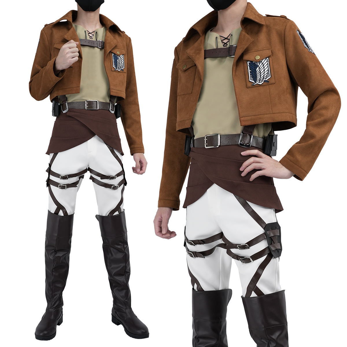 Pre-sale YOO Anime Levi Ackerman Eren Jaeger Cosplay Costume Embroidery Jacket T-shirt Pants Belt Convention Halloween Christmas
