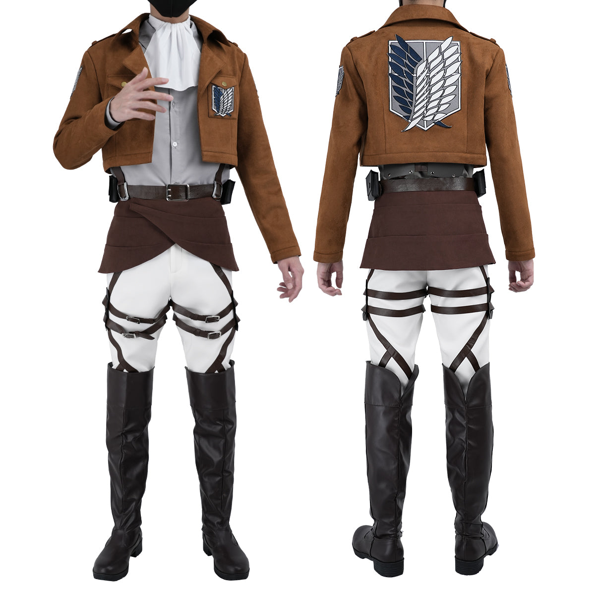 Pre-sale YOO Anime Levi Ackerman Eren Jaeger Cosplay Costume Embroidery Jacket T-shirt Pants Belt Convention Halloween Christmas thumbnail 11