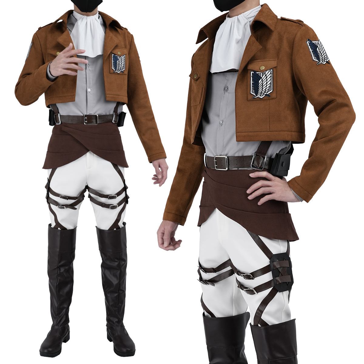 Pre-sale YOO Anime Levi Ackerman Eren Jaeger Cosplay Costume Embroidery Jacket T-shirt Pants Belt Convention Halloween Christmas thumbnail 12