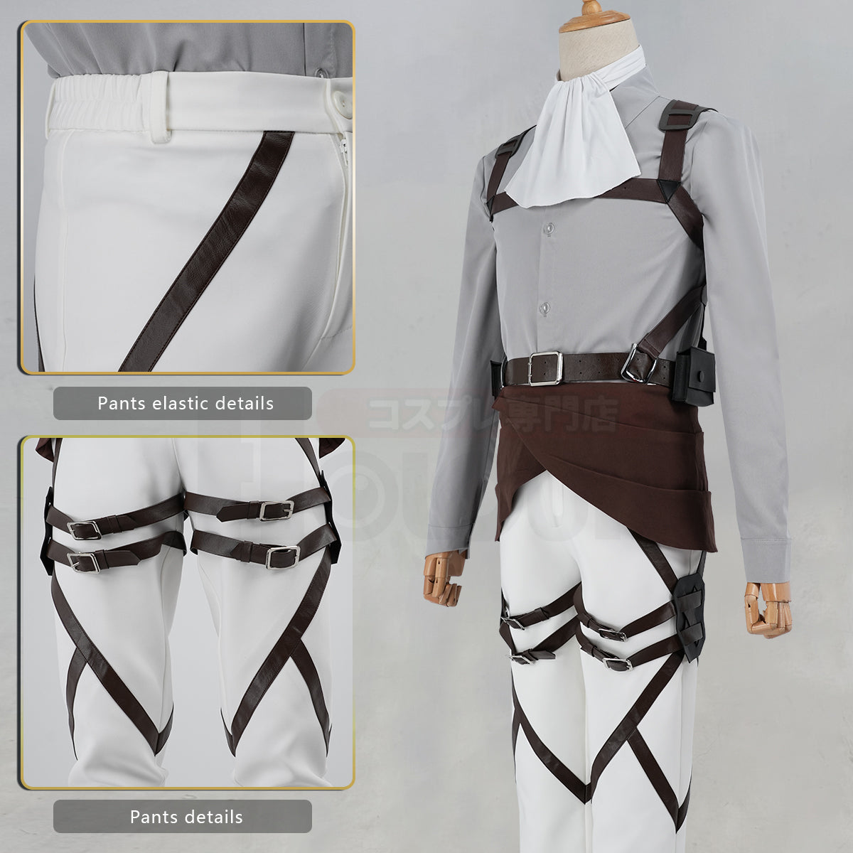Pre-sale YOO Anime Levi Ackerman Eren Jaeger Cosplay Costume Embroidery Jacket T-shirt Pants Belt Convention Halloween Christmas thumbnail 17