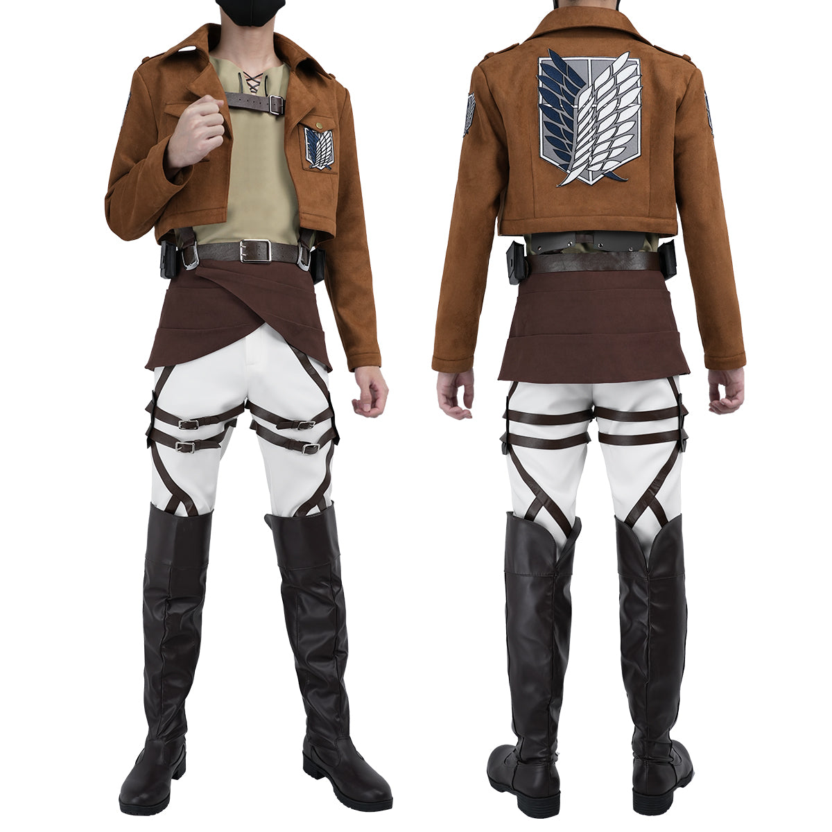 Pre-sale YOO Anime Levi Ackerman Eren Jaeger Cosplay Costume Embroidery Jacket T-shirt Pants Belt Convention Halloween Christmas thumbnail 2